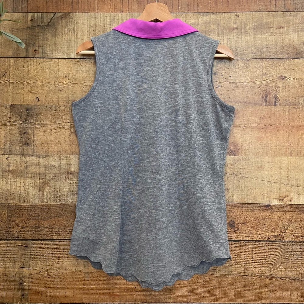 JOFIT Soft Gray + Purple Women's Sleeveless Athletic Top - Picture 5 of 7
